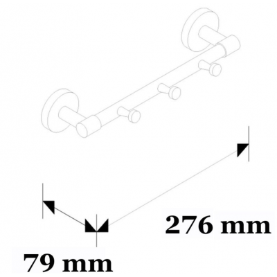 Вешалка с 3 крючками MERIDA HOTEL, длина 200 мм MHW06