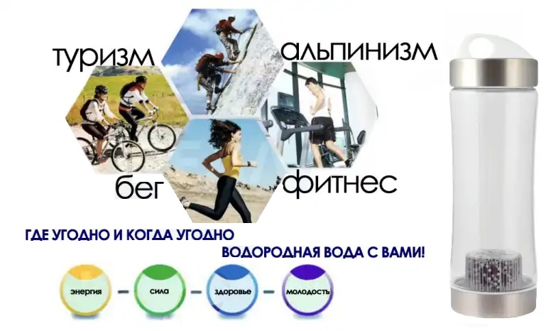 Тритановая бутылка - активатор водородной воды WP-1800 0,5 л