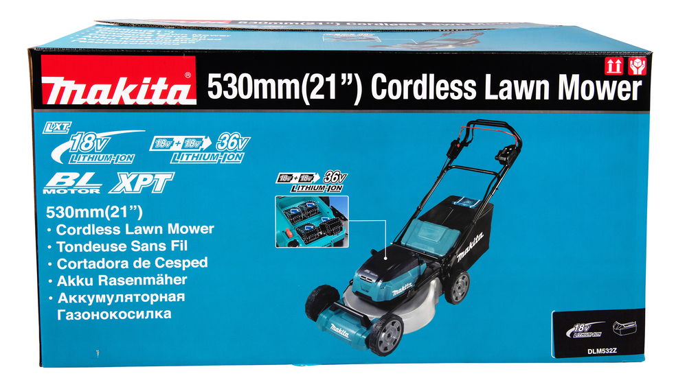 Газонокосилка аккумуляторная Makita DLM532Z LXT 18 В X2, 53 см, 70 л, без акб и ЗУ