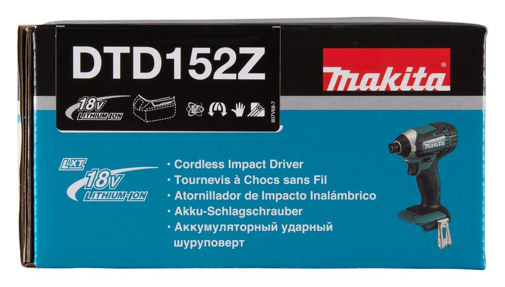 Аккумуляторный ударный шуруповерт Makita DTD152Z LXT 18В, 1/4\", 165 Нм, 0 – 2 900 об/мин, без акб и З/У