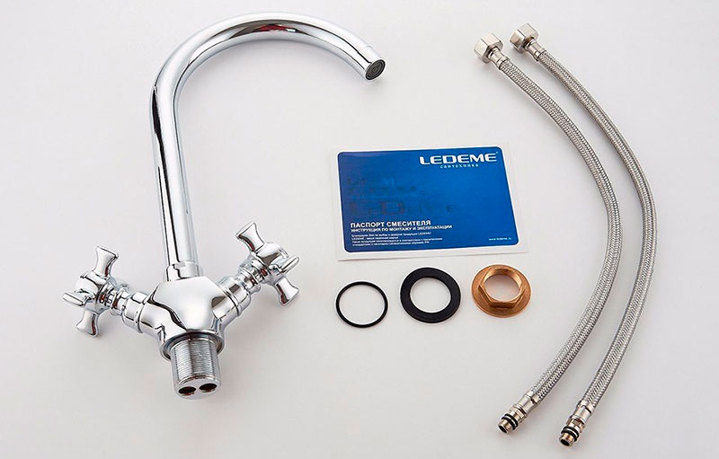 СМЕСИТЕЛЬ ДЛЯ КУХНИ LEDEME L4311A-2, ЛИТОЙ ИЗЛИВ