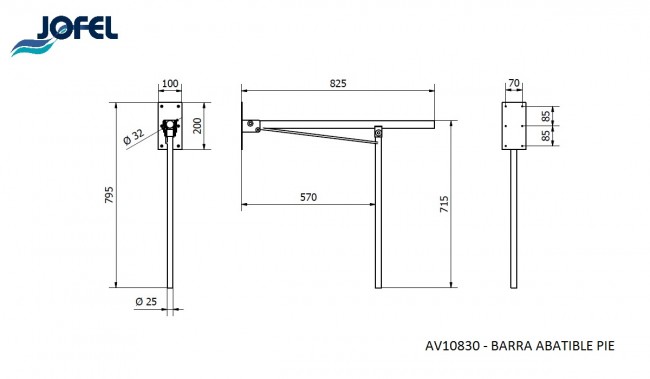 Поручень откидной с напольной опорой Jofel AV10830