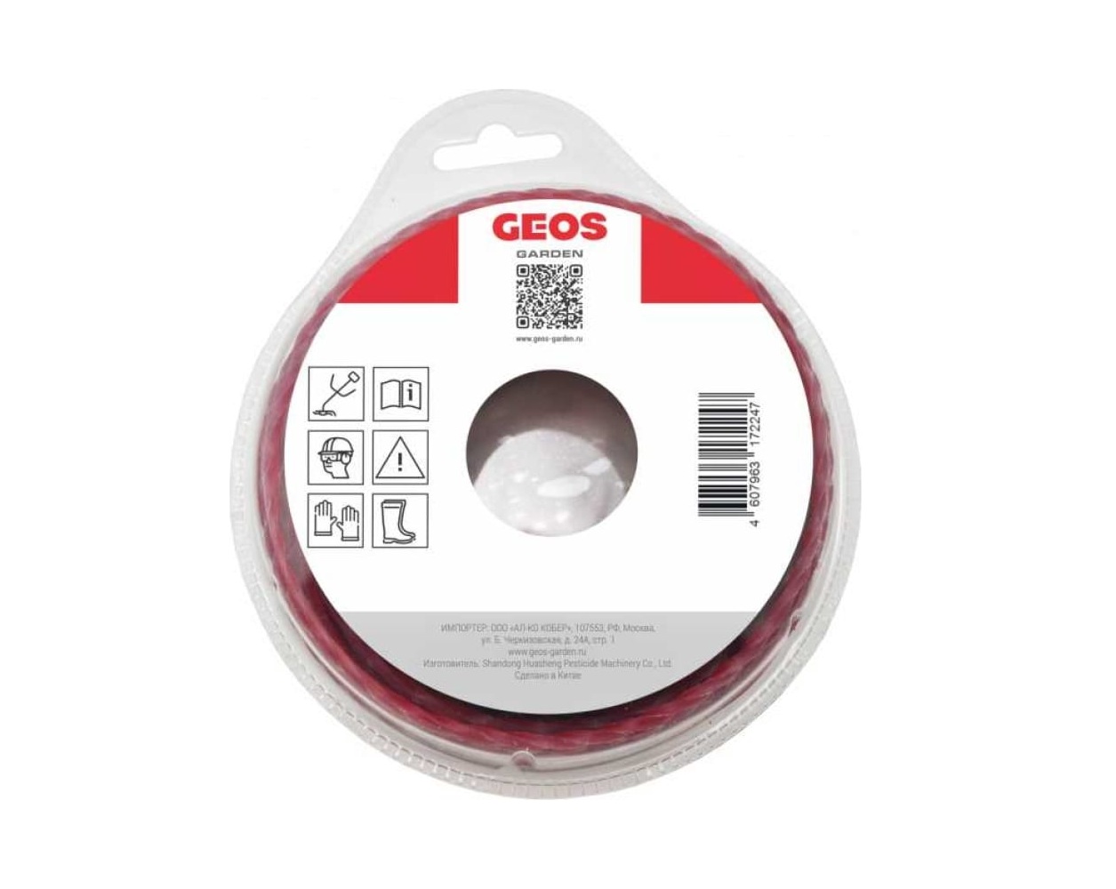 Леска триммерная GEOS витая "Twist Whisper", 3.0 мм, 15 м, в блистере