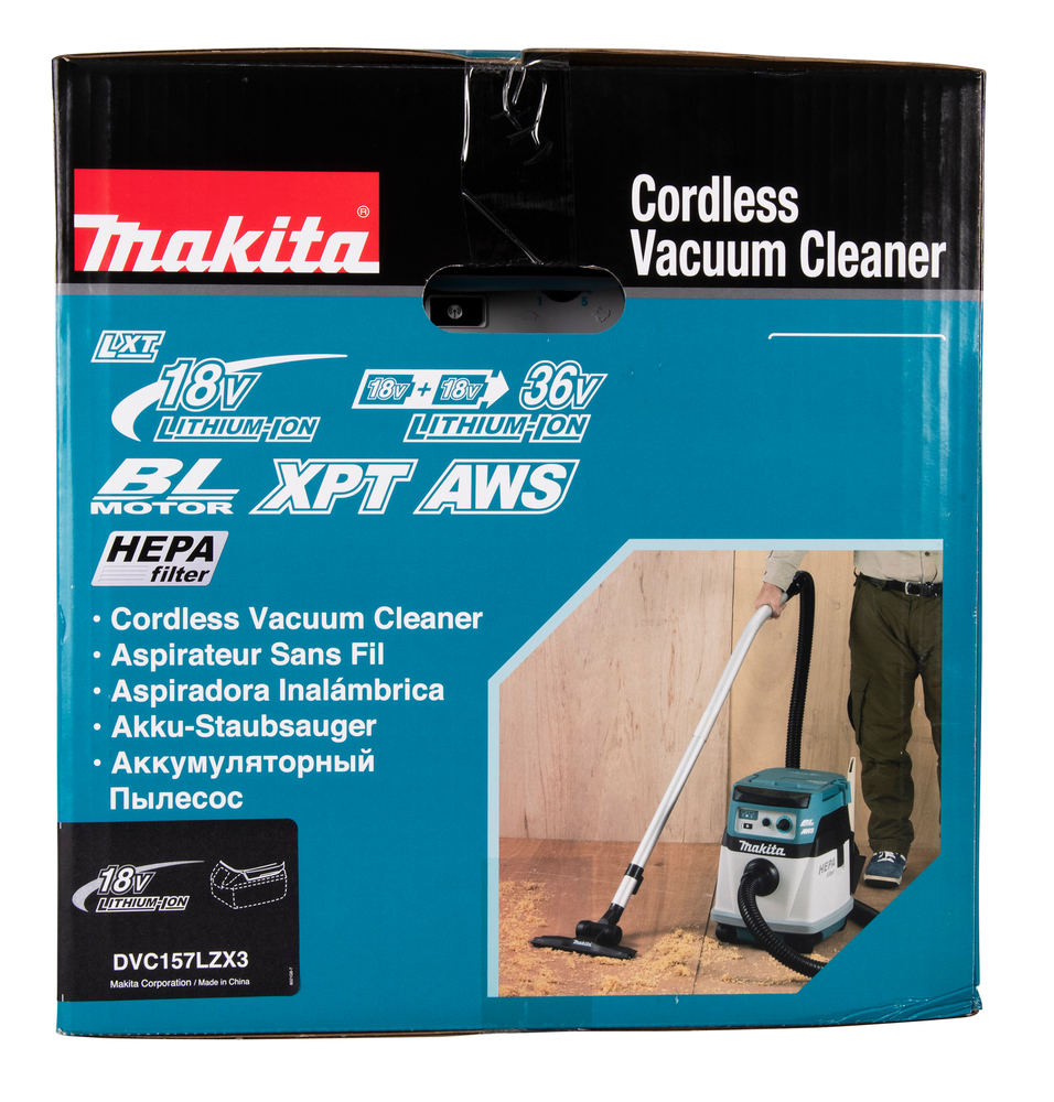 Пылесос аккумуляторный с Bluetooth-системой автоматического запуска Makita DVC157LZX3 2х18В, 15л, без акб и ЗУ