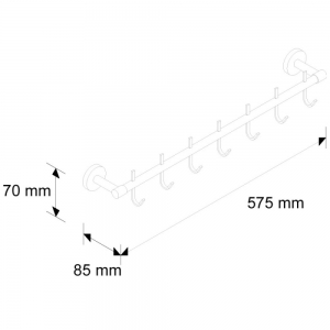 Полотенцедержатель с 7 крючками MERIDA HOTEL, 500 мм MHW10