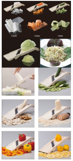 Овощерезка SUPER BENRINER MANDOLINE с 3 сменными насадками и регулируемой толщиной нарезки VS-64