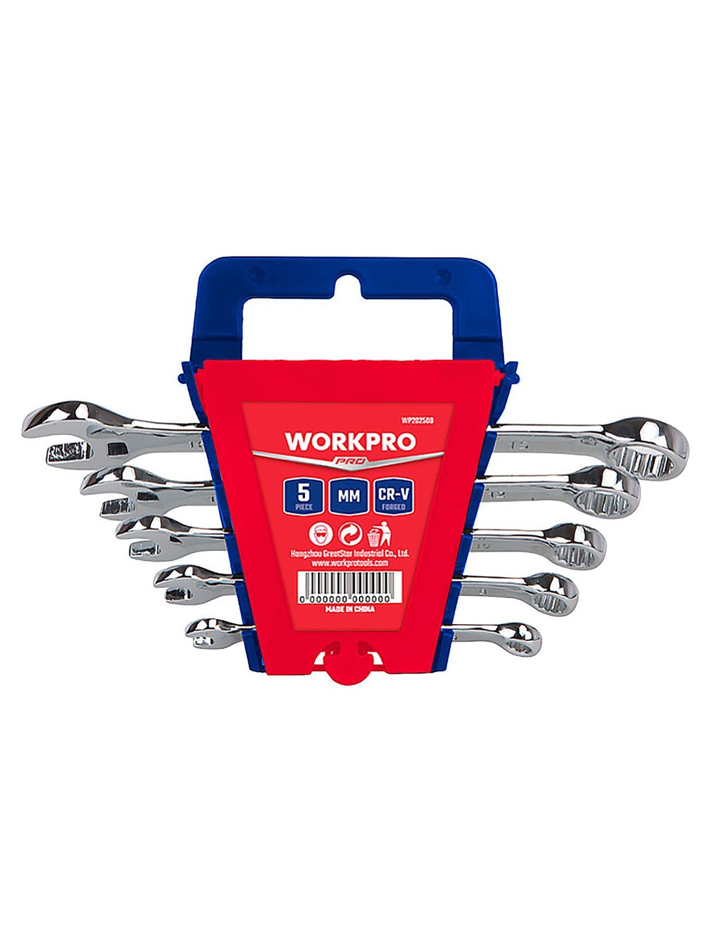 Набор  ключей комбинированных  5 шт (6-15 мм) на пластиковом держателем WORKPRO