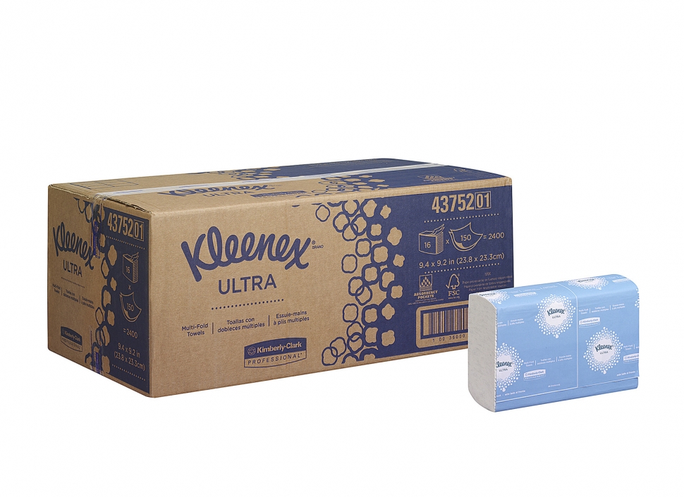 Бумажные полотенца в пачках Kimberly-Clark KLEENEX® Ultra Multifold, двухслойные 4375