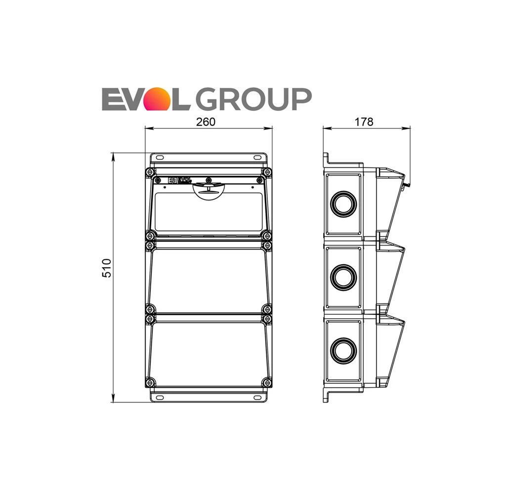 Навесной щит с розетками 220В + 380В EVOL BlockBox 0104-009-1