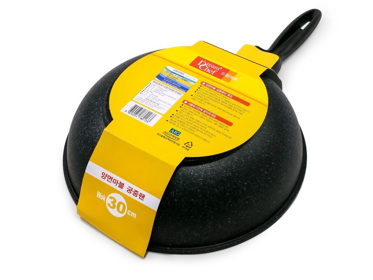 Сковорода  DreamChef 30 см вок с мраморным антипригарным покрытием без крышки