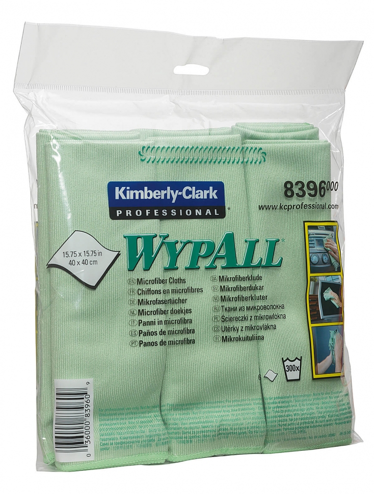 Микрофибра в пачках Kimberly-Clark WypAll Microfibre Cloth 8396, зеленый