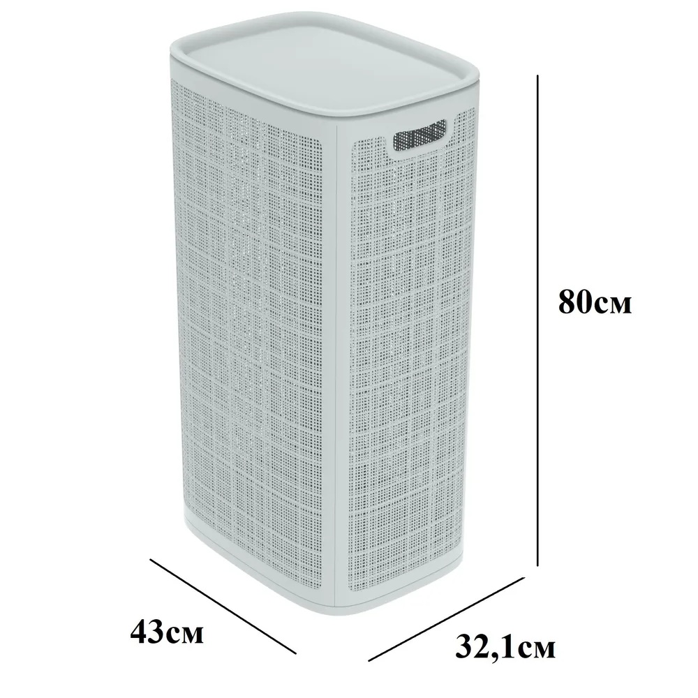 Плетёная корзина для белья сборная «Лён» 100 л (43х32.1х80 см) серый