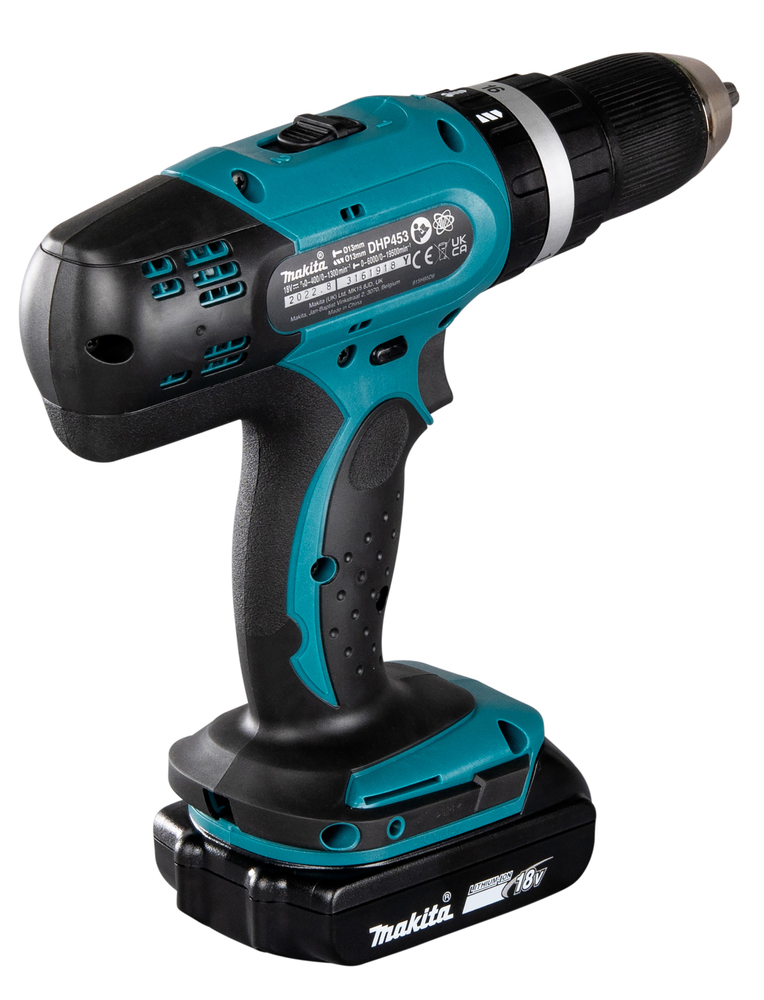 Ударная дрель-шуруповерт аккумуляторная Makita DHP453RFE LXT 18В, 2х3.0 Ач, 42 Нм, 1300 об/мин