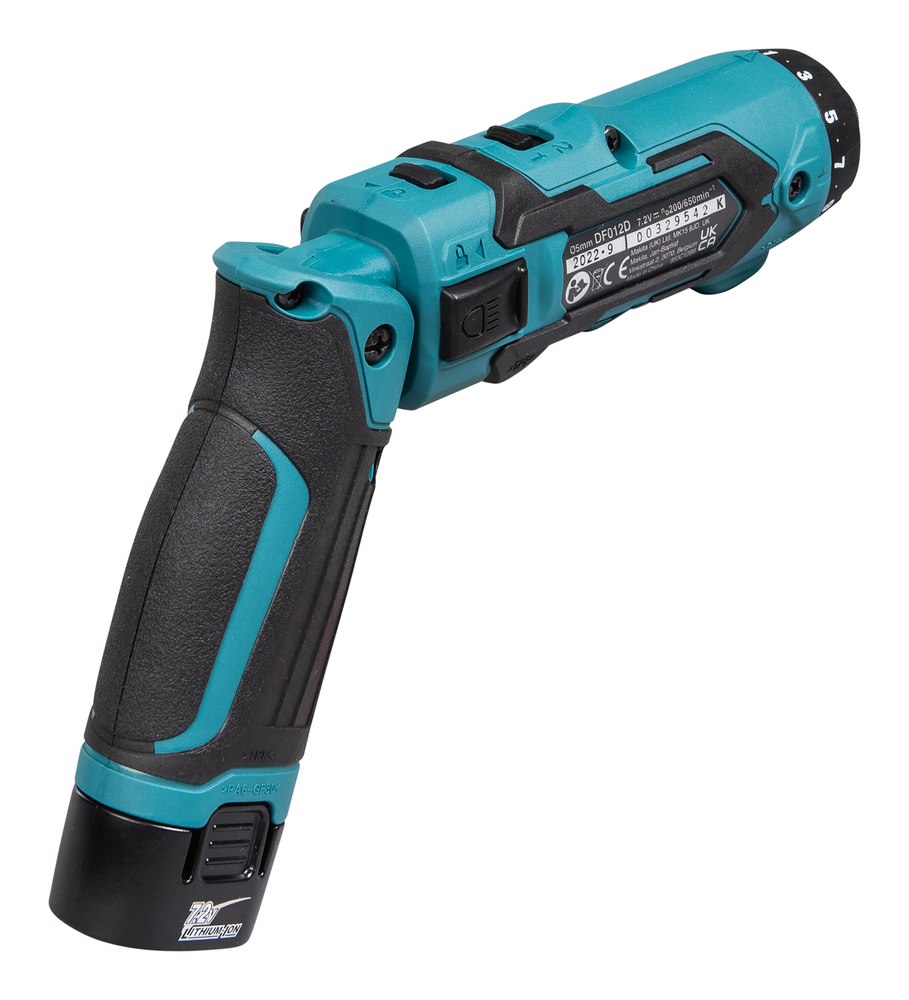 Отвертка аккумуляторная Makita DF012DSE 7.2В, 2х1.5 Ач, 5.6 Нм, 650 об/мин