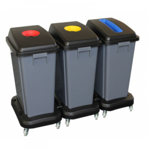 Набор пластиковых корзин для сортировки отходов MERIDA  (60 л. х 3) на колёсах KJS706
