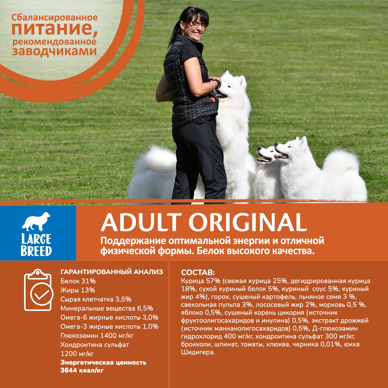 59907 Корм из курицы для взрослых собак крупных пород 10 кг