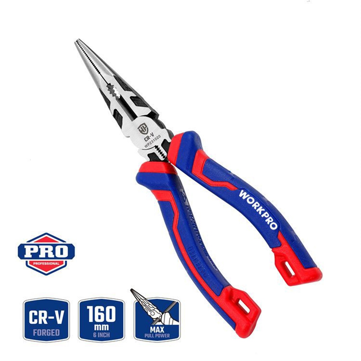 Длинногубцы с резцом CR-V 160 мм WORKPRO