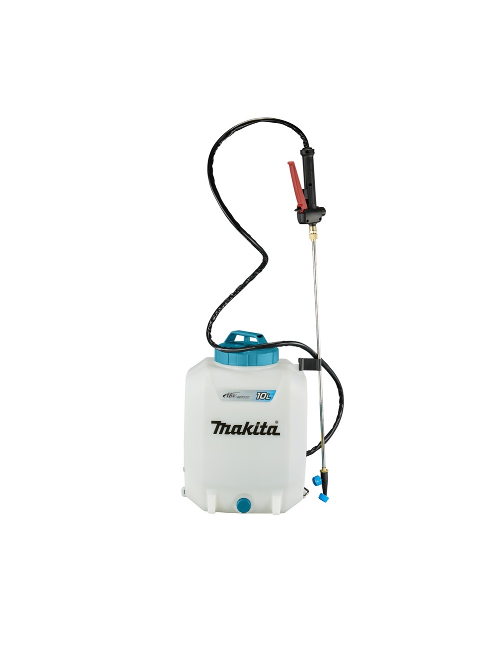 Опрыскиватель аккумуляторный Makita DUS108Z LXT 18 В, объем бака 10 литров, 3 бар, шланг 1,7 м, двойная форсунка, без акб и З/У