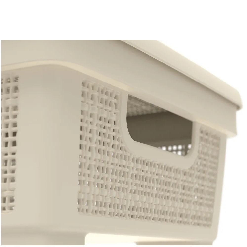 Плетёная корзина для хранения с крышкой «Лён» 11 л (400х284х137 мм) слоновая кость