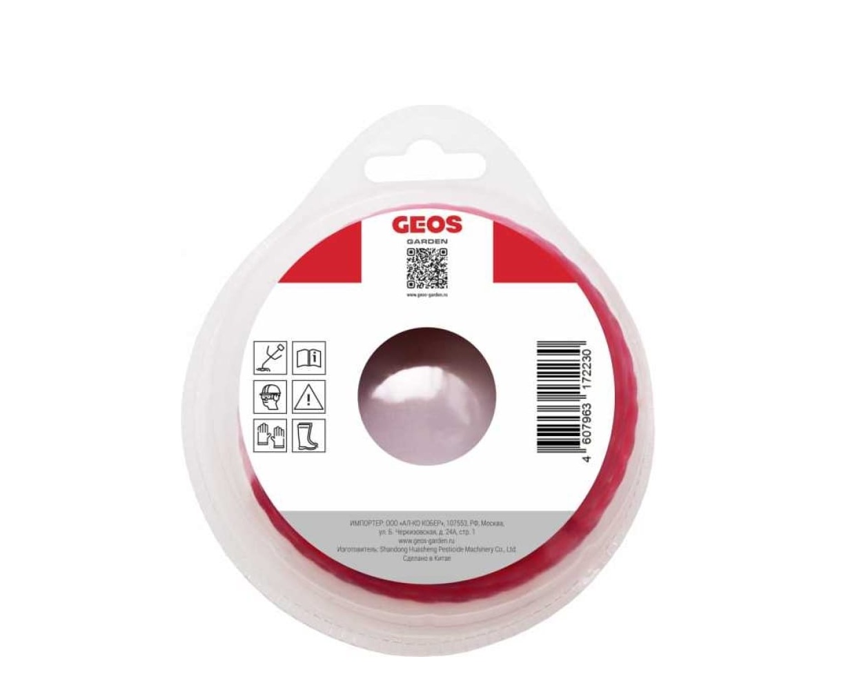 Леска триммерная GEOS витая "Twist Whisper", 2.4 мм, 15 м, в блистере