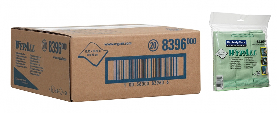 Микрофибра в пачках Kimberly-Clark WypAll Microfibre Cloth 8396, зеленый