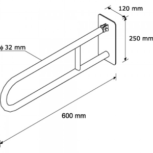 Поручень для инвалидов откидной MERIDA полированный 600 мм. TPC09