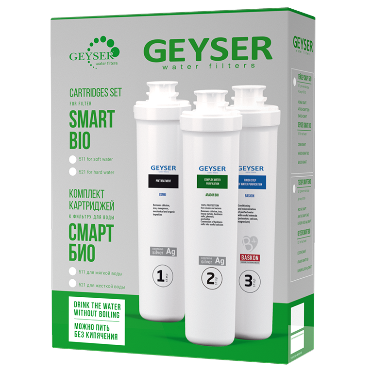 Комплект сменных картриджей для фильтра Гейзер Смарт Био 511