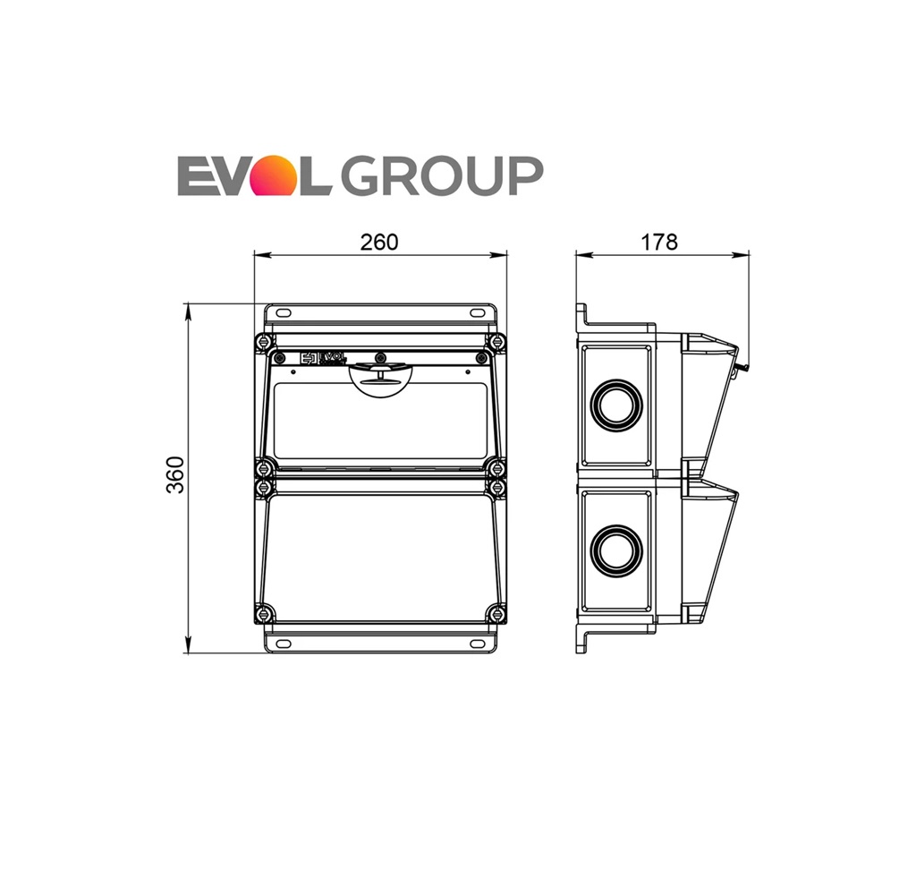 Навесной щит с розетками 220В + 380В EVOL BlockBox 0104-003-1