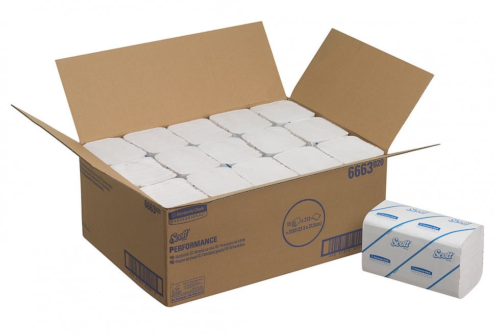 Бумажные полотенца в пачках Kimberly-Clark SCOTT Scottfold 6663