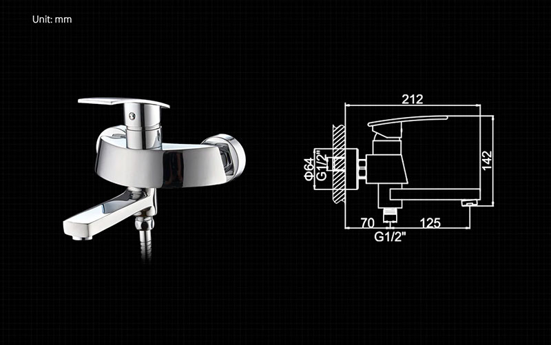 СМЕСИТЕЛЬ ДЛЯ ВАННЫ И ДУША LEDEME L3170, КОРОТКИЙ ИЗЛИВ