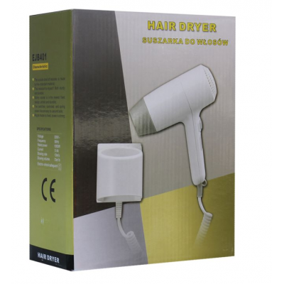 Фен настенный MERIDA HOTEL EJB401, белый, ABS-пластик, 1200 Вт