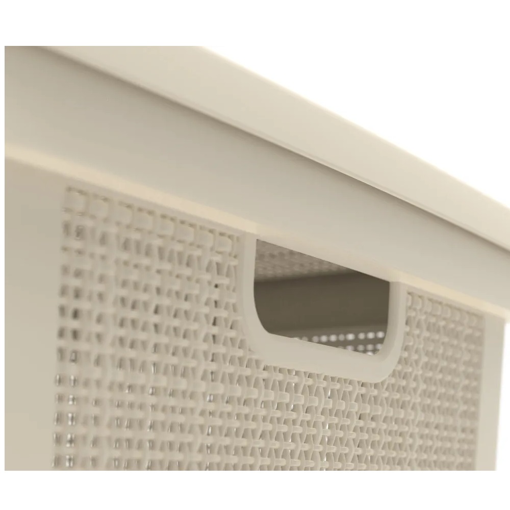 Плетёная корзина для хранения с крышкой «Лён» 65 л (568х400х391 мм) слоновая кость