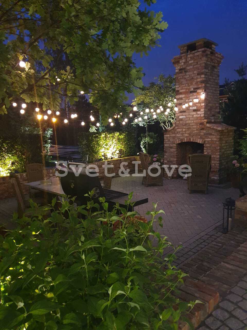 Уличная ретро гирлянда, черный круглый провод, 20 лампочек белых, 1 Вт