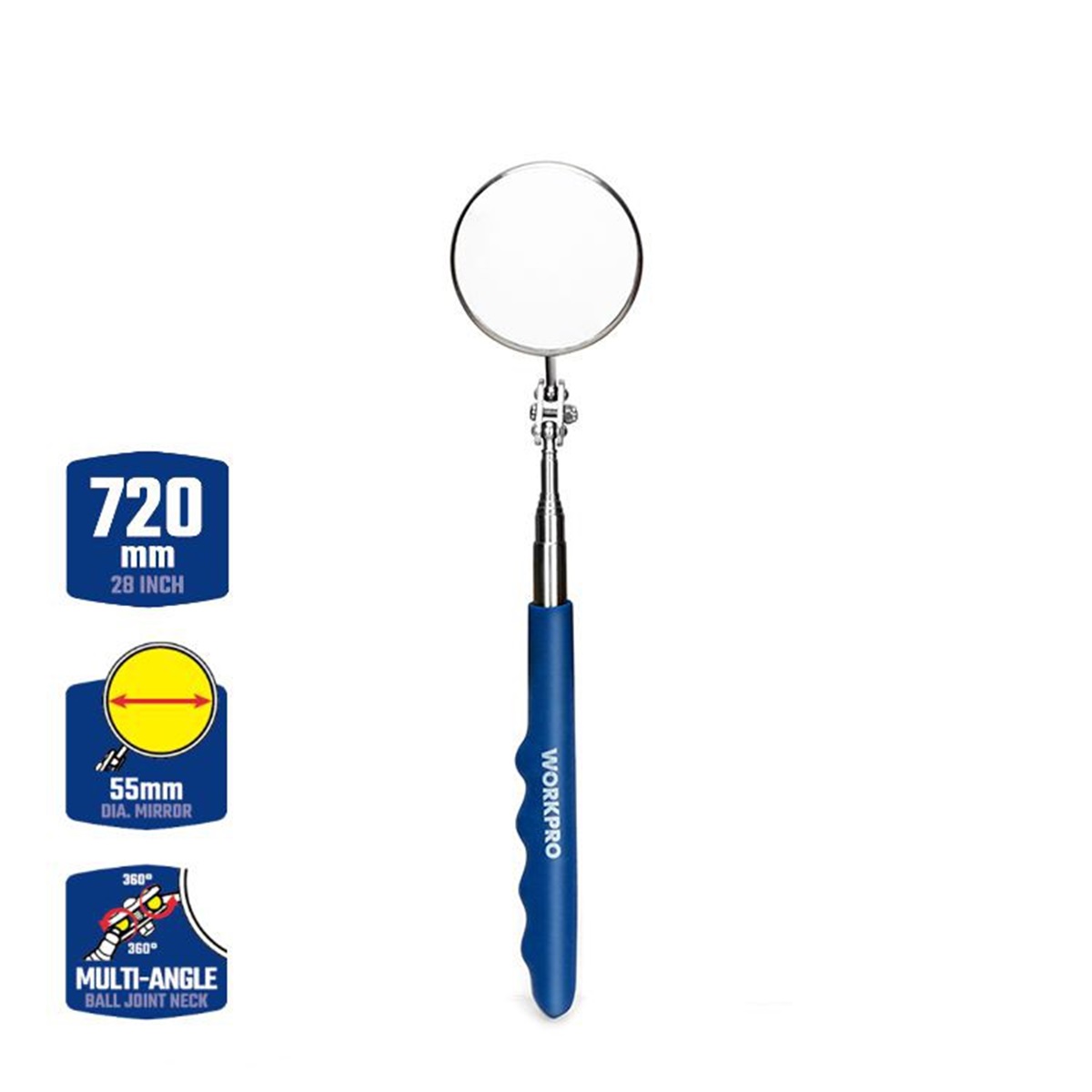 Зеркало смотровое D50 мм телескопическое до 720 мм WORKPRO