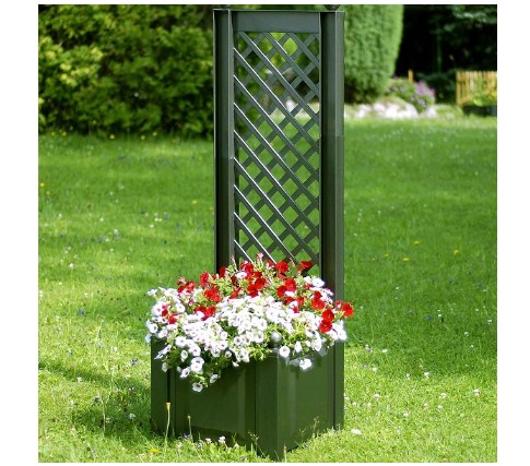 Маленький ящик для растений с шпалерой 43 см, зеленый