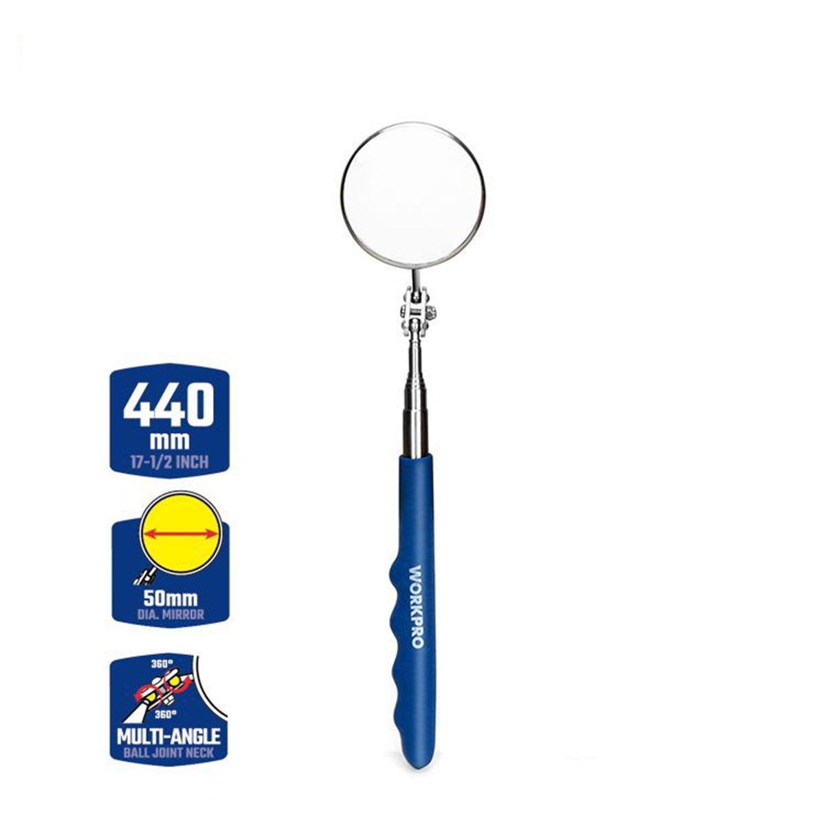 Зеркало смотровое D50 мм телескопическое до 440 мм WORKPRO
