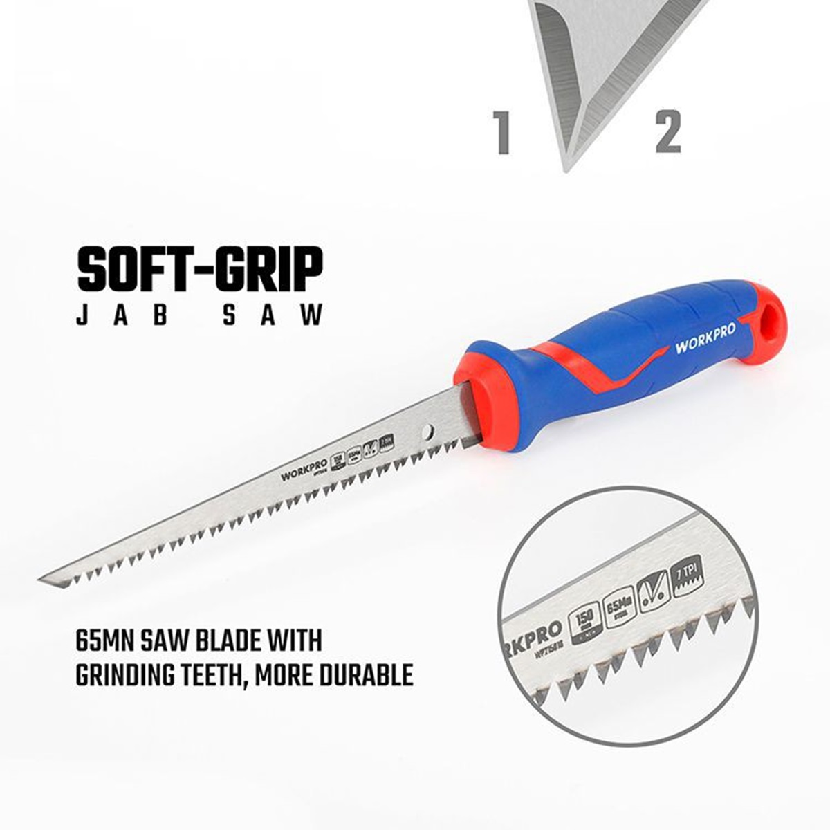 Ножовка по гипсокартону 150 мм узкая WORKPRO