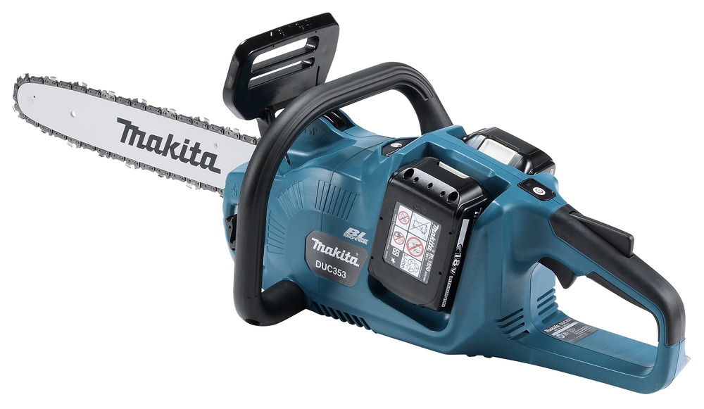 Пила цепная аккумуляторная Makita DUC353PT2 LXT BL 2х18В, 14"/35см, 3/8", 1,1мм, 20м/с, XPT, (2xBL1850B, DC18RD)
