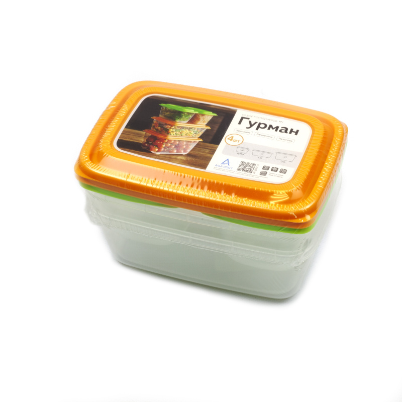 Набор контейнеров универсальных «Гурман» №1 (СВЧ/Заморозка) (0,45л - 2шт; 1,1л; 1,5л) (4шт)