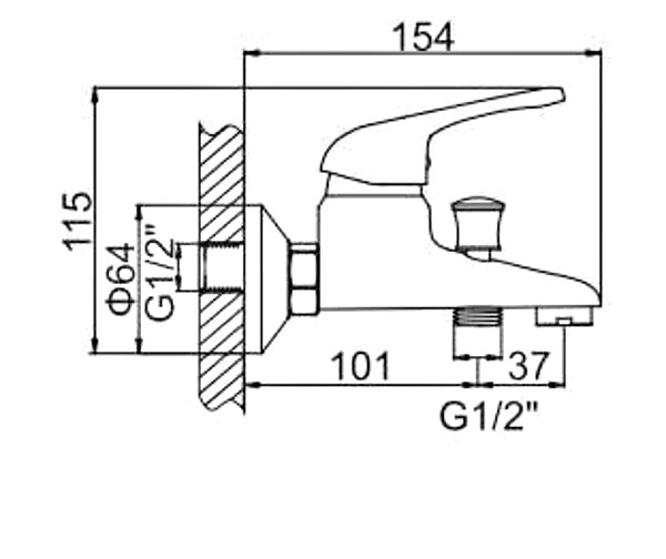 СМЕСИТЕЛЬ ДЛЯ ВАННЫ И ДУША LEDEME L3039-B, КОРОТКИЙ ИЗЛИВ