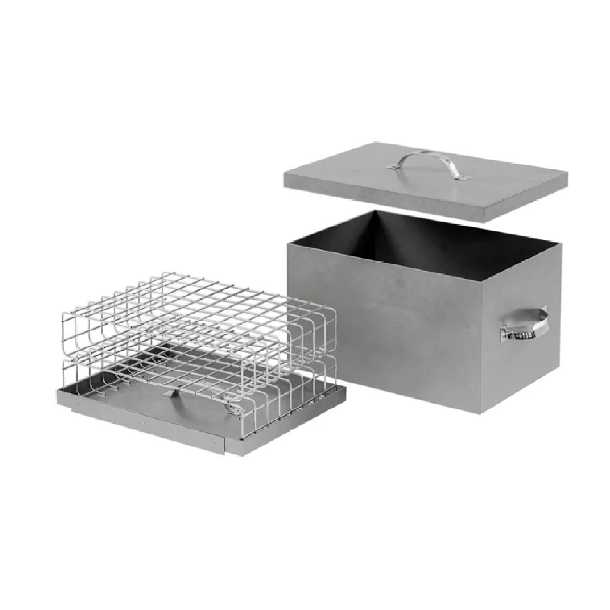 Коптильня двухуровневая горячего копчения (350х250х200 мм), нержавеющая сталь 0,8 мм, 2 уровня, УЗБИ