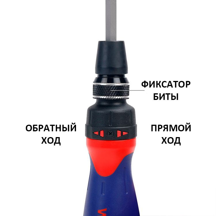 Отвертка  со  сменными наконечниками 10 в 1 храповый механизм WORKPRO