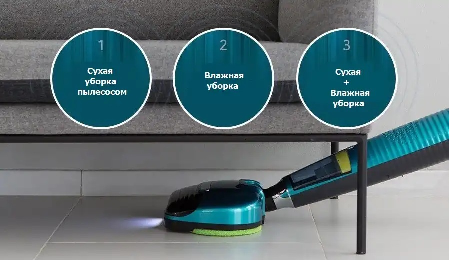 Беспроводной полотер - пылесос SWING-9500 голубой