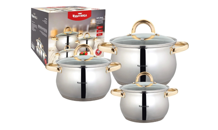 Набор посуды из нержавеющей стали ЧУДЕСНИЦА НП-3102