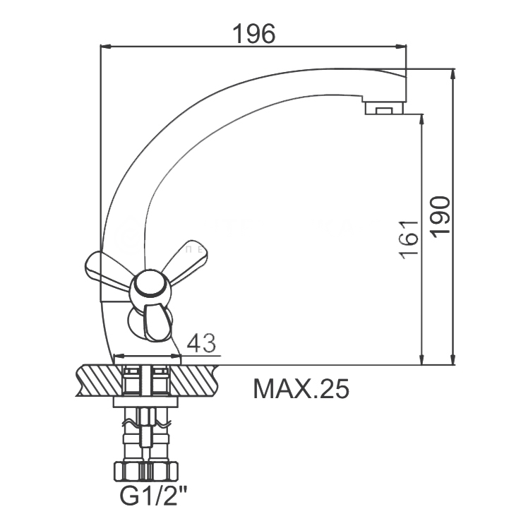 СМЕСИТЕЛЬ ДЛЯ КУХНИ LEDEME L4426 ЛИТОЙ ИЗЛИВ