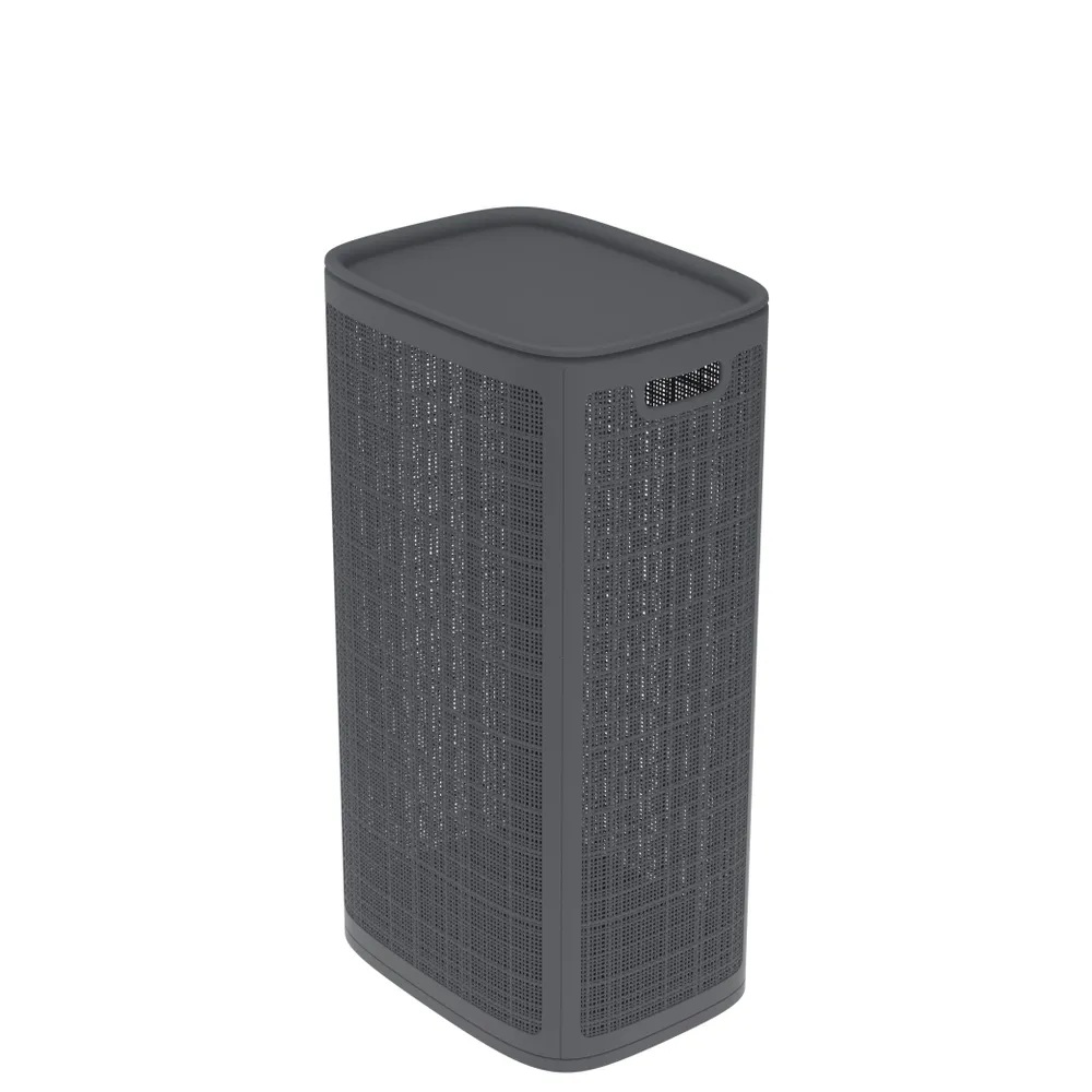 Плетёная корзина для белья сборная «Лён» 100 л (43х32.1х80 см) графит