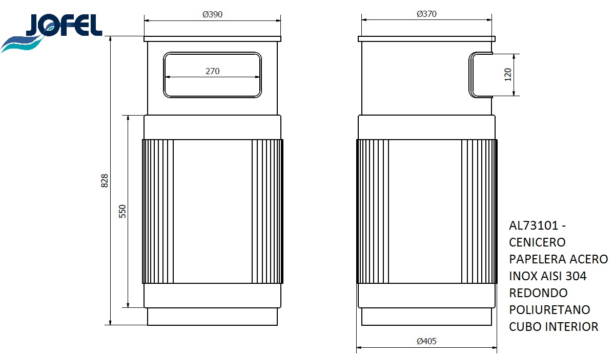 Урна-пепельница Jofel AL73101 50л