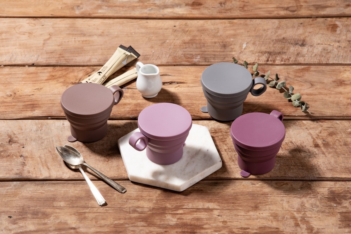 Силиконовая складная кружка с ручкой KF Pastel