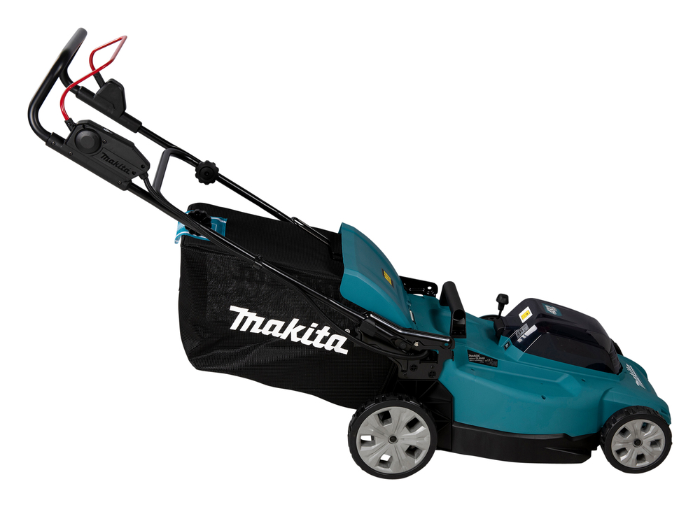 Газонокосилка аккумуляторная Makita DLM480CT2 LXT 2х18В, 860Вт, дека 48см, 62л, 4в1, XPT, (2xBL1850B, DC18SH)
