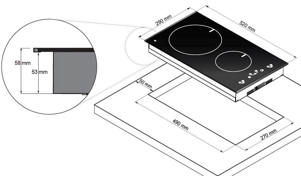 Керамическая варочная панель домино Zigmund & Shtain CIS 029.30 BX